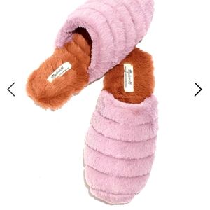 Colorblock Quilted Scuff Slippers in Recycled Faux Fur